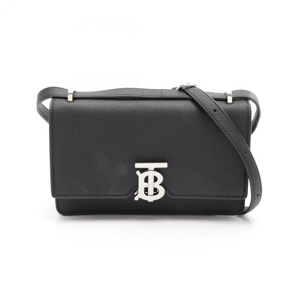 Burberry TB Shoulder Bag Leather Women's Black 8043843 - Picture 1 of 10